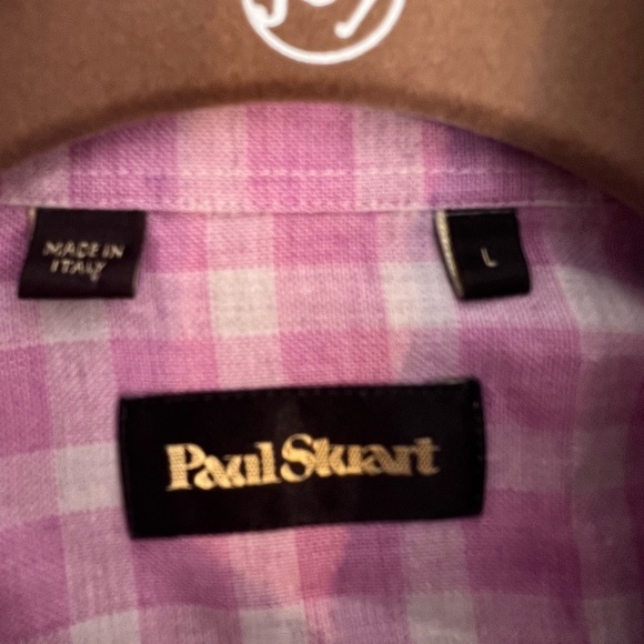 Paul Stuart‎ button Down Shirt Long Sleeve purple Plaid Size large Made In Italy - Picture 2 of 5